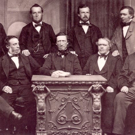 A vintage photo of a group of men